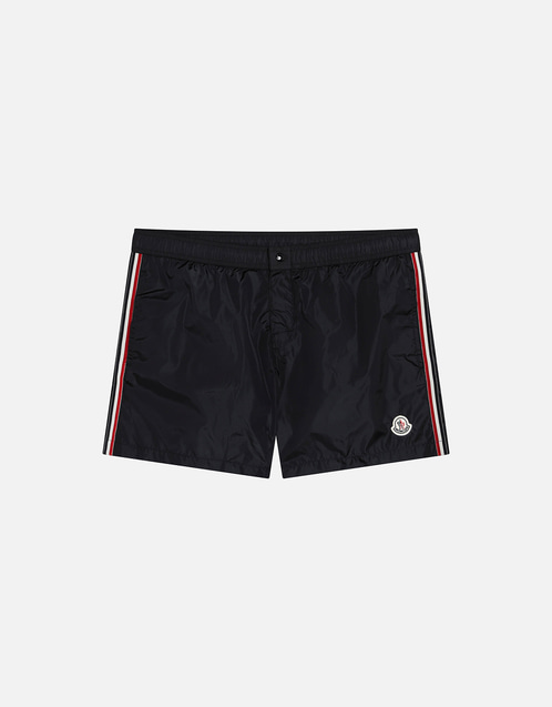Moncler ブラック ロゴ パッチ スイム ショーツ (ショートパンツ