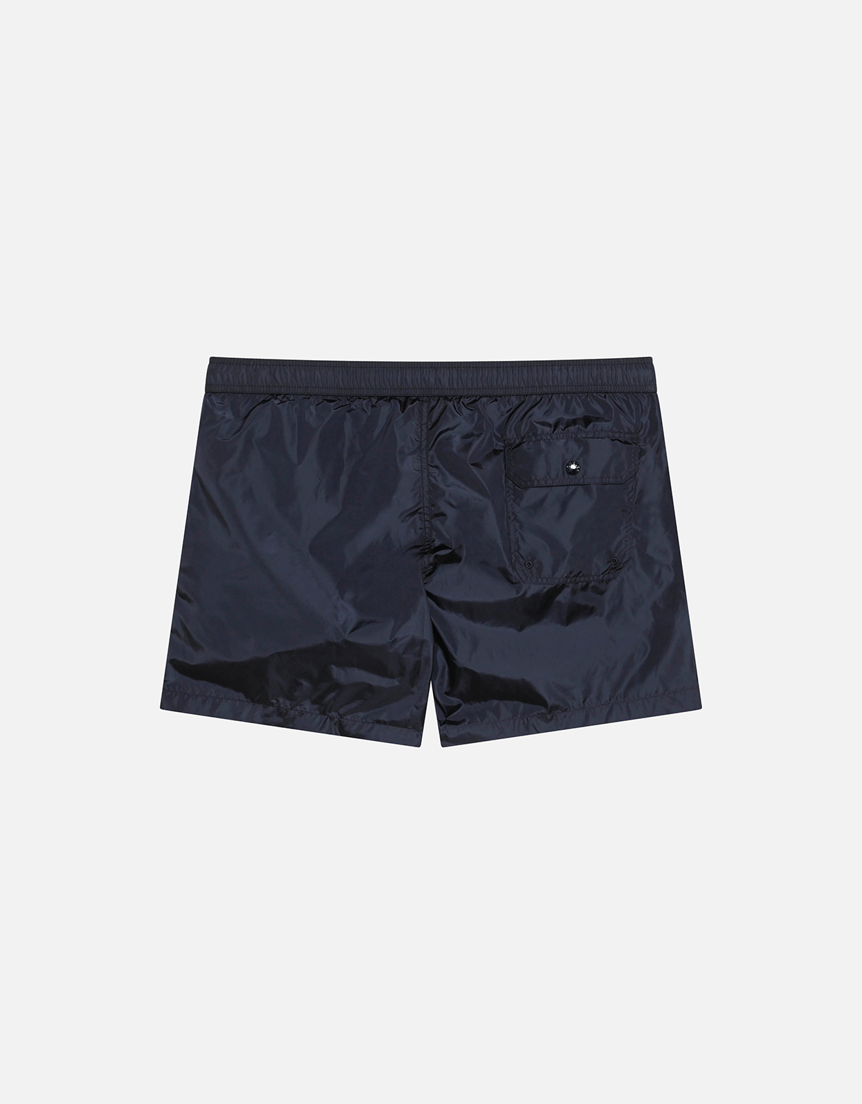 Moncler ネイビーブルーナイロンLogoパッチスイムショーツ (ショート