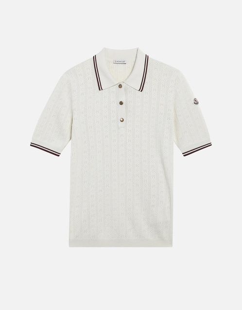 MONCLER ホワイトポロシャツ S Moncler コットンポロシャツ (トップス) IFCHIC.COM