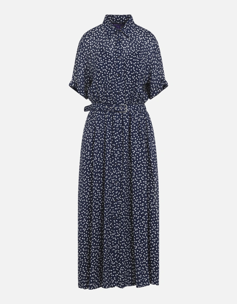 ralph lauren navy blue dress Cotton-Blend Polo Dress