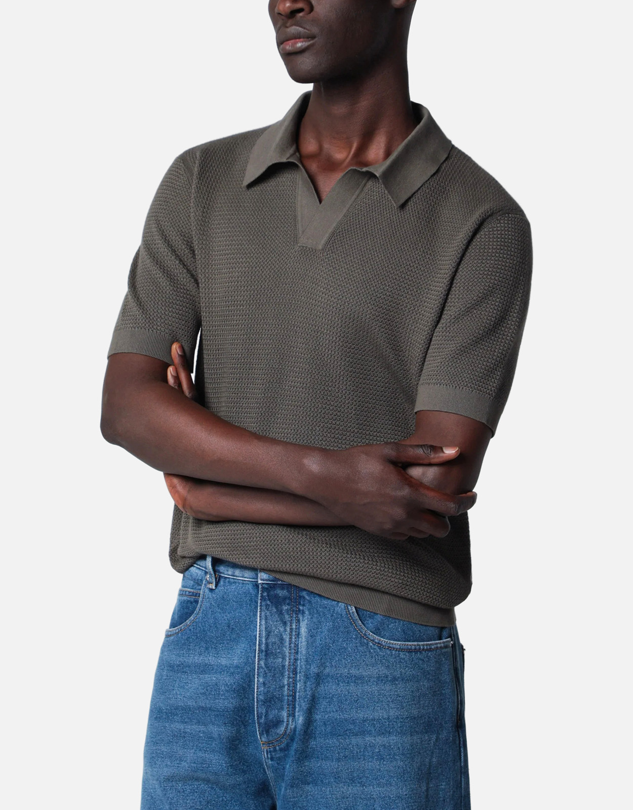 ZEGNA ダークトープ コットン ニット ポロシャツ (トップス) IFCHIC.COM