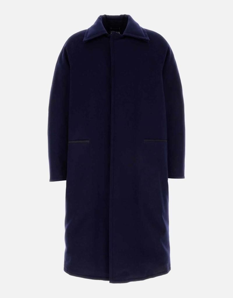 ZEGNA メンズネイビーブルーウールコート () IFCHIC.COM