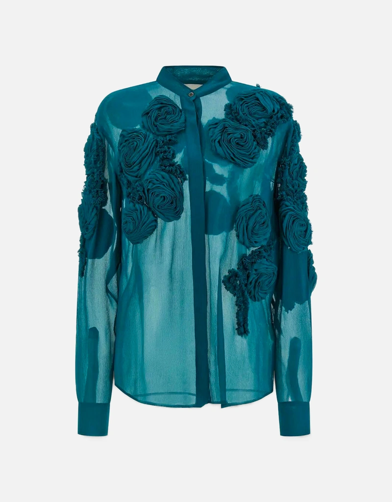 Dries Van Noten ビスコースフローラルパジャマシャツ Dries Van Noten チョウサ半透明ビスコースシャツ (すべての新品