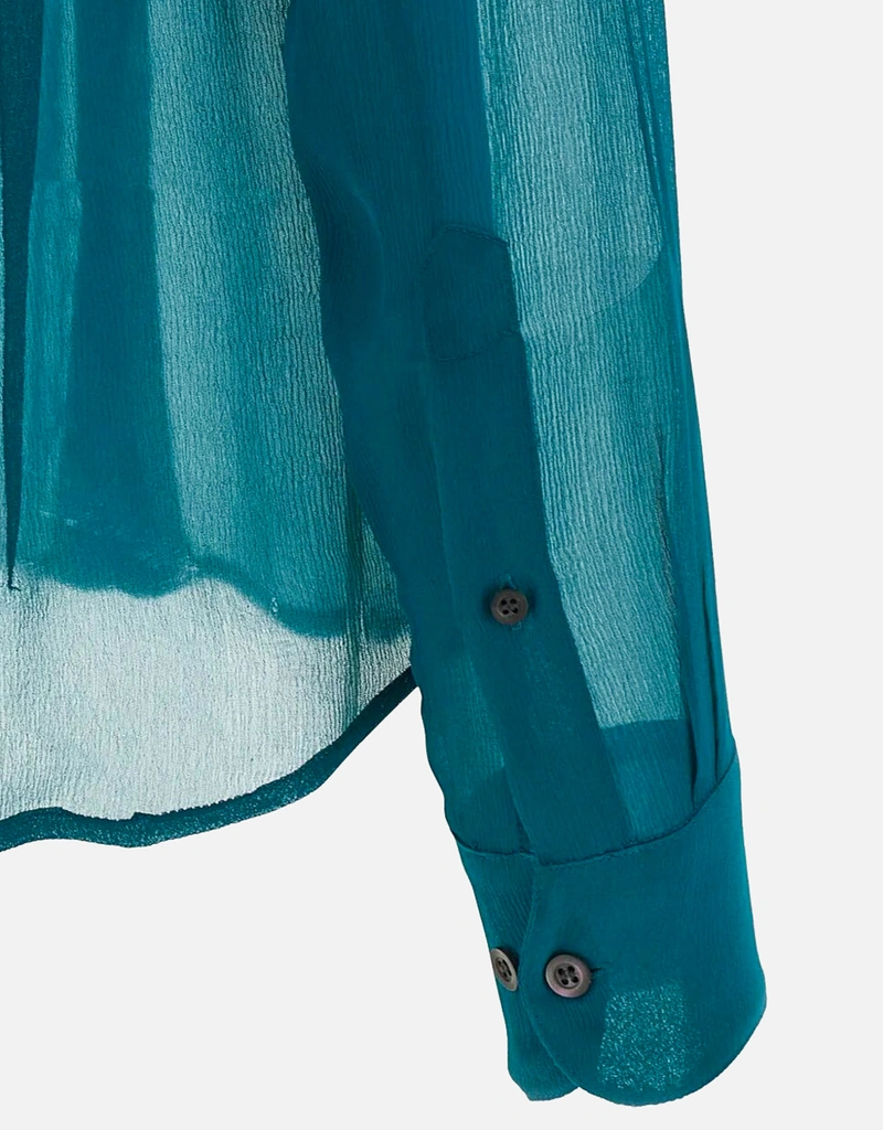 Dries Van Noten チョウサ半透明ビスコースシャツ (すべての新品