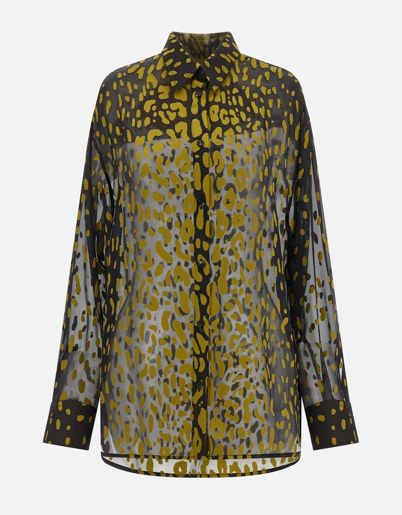 Salvatore Ferragamo Georgette デボレ シャツ (すべての新品) IFCHIC.COM