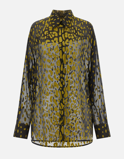 Salvatore Ferragamo Georgette デボレ シャツ (すべての新品) IFCHIC.COM
