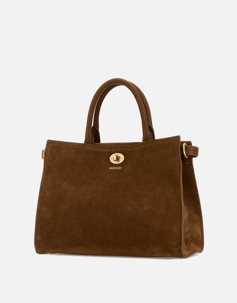 Burberry Small Cotswolds Suede Calfskin Leather Tote Shoulder Bag