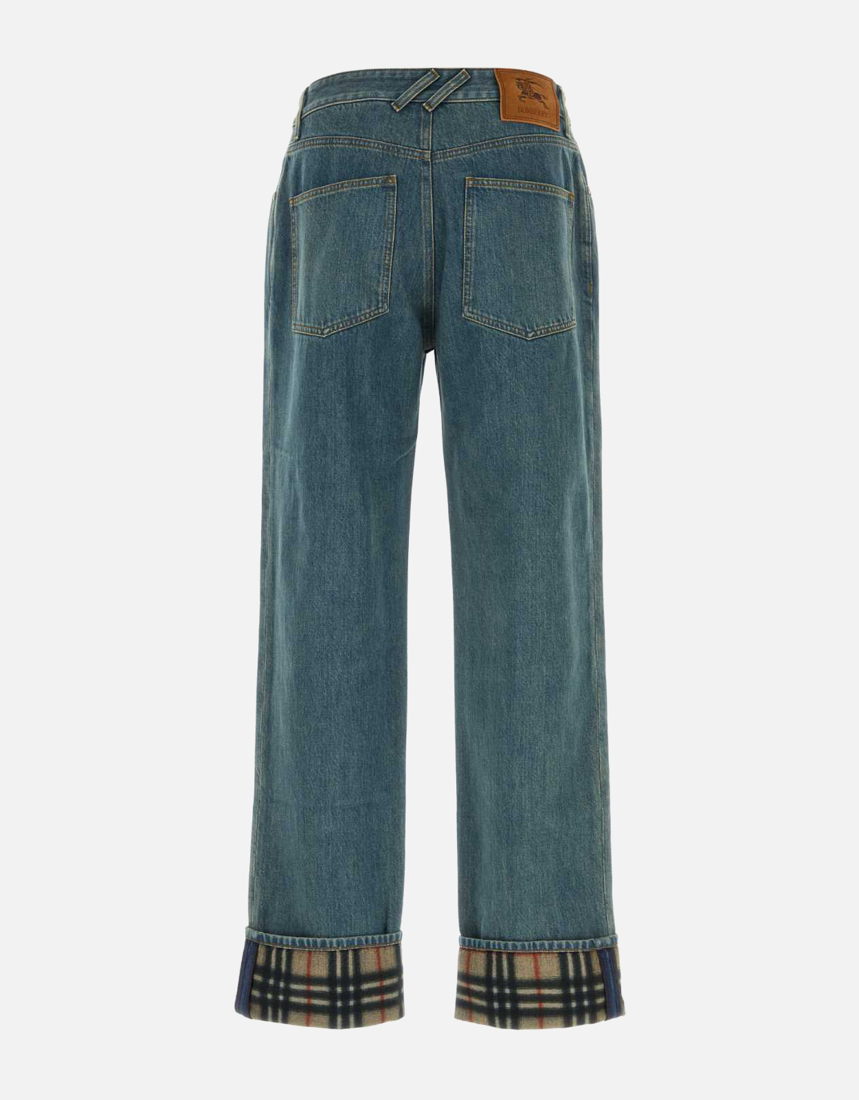Burberry メンズ Straight Check Turn-up ジーンズ (すべての新品