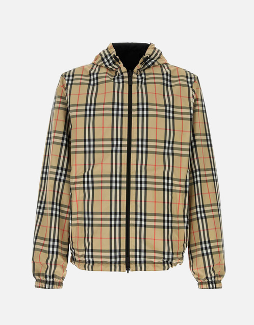 Burberry メンズ チェック リバーシブル フーデッド ジャケット