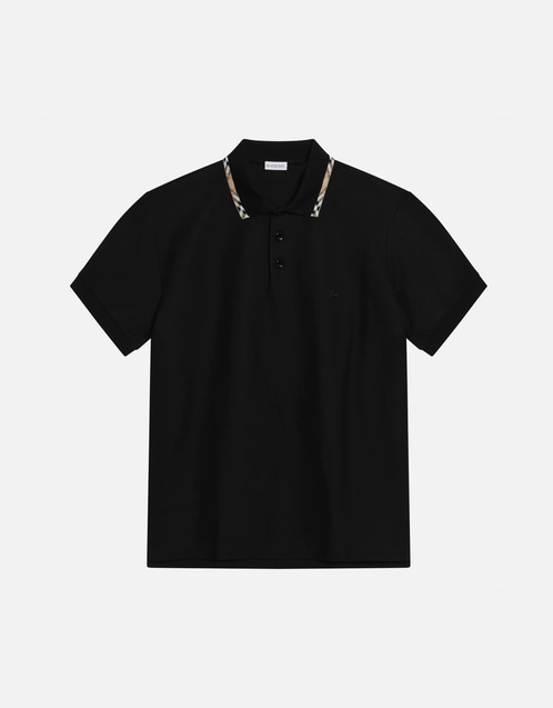 Burberry Check Trim Cotton Polo Shirt (トップス) IFCHIC.COM