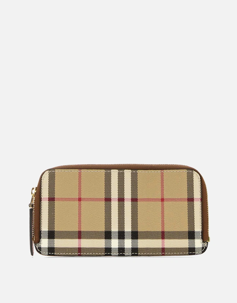 BURBERRY ブラウン ケース FN 5505 Burberry ラージ チェック ジップ カードケース () IFCHIC.COM