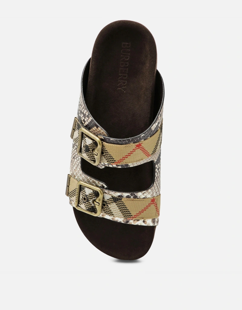 Burberry パイソンプリント レザー Urchin サンダル (すべての新品