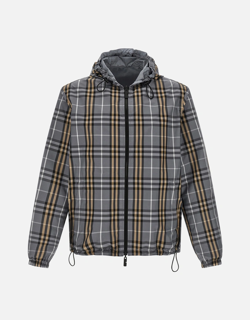 Burberry メンズ Newport リバーシブル チェック フーデッド