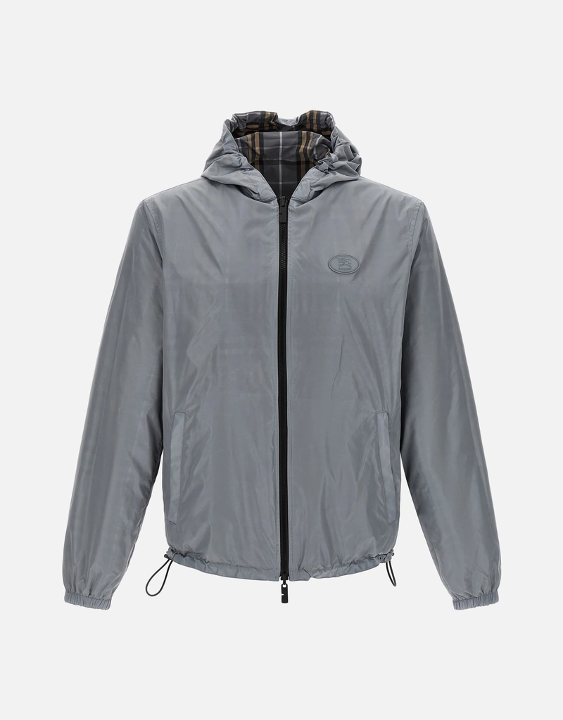 BURBERRY フード付きグレージャンパー ジャケット M Burberry メンズ Newport リバーシブル チェック フーデッド