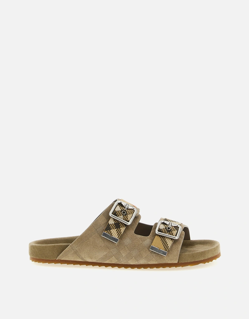 Burberry メンズ Check スエード Urchin サンダル () IFCHIC.COM