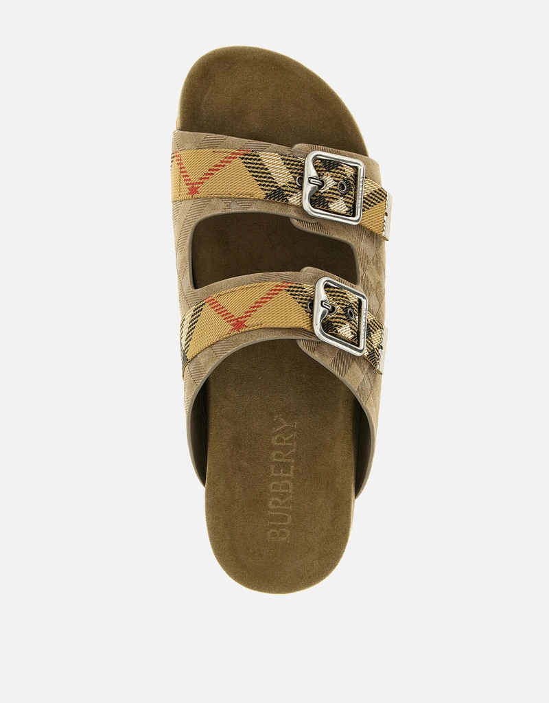 Burberry メンズ Check スエード Urchin サンダル () IFCHIC.COM