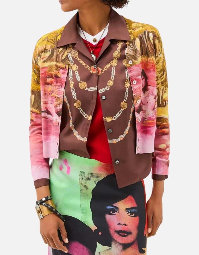 Versace プリント シルク ニット カーディガン (すべての新品) IFCHIC.COM