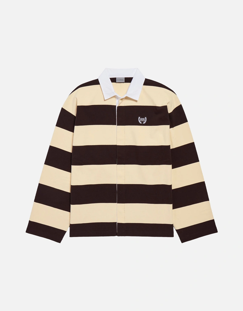 Balenciaga メンズ ストライプ ジャージ ポロシャツ (すべての新品