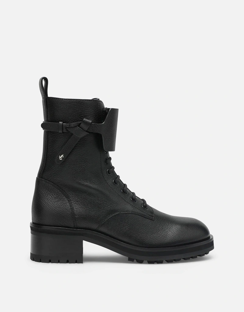 JIMMY CHOO カーフレザー レースアップ コンバットブーツ (すべての