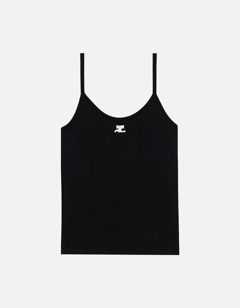 Courreges リブ編みニットコットン混タンクトップ (すべての新品