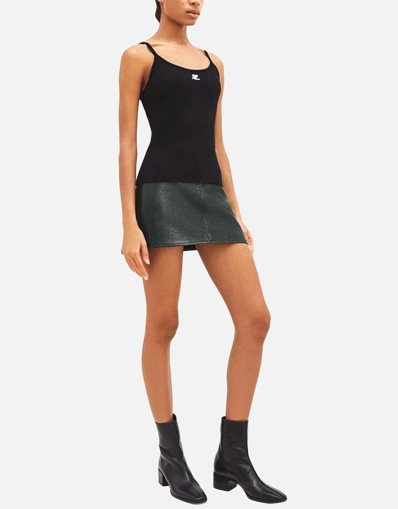 courrèges リブ編み タンクトップ ライトブルー courreges（クレージュ） キャミソール POINTY RIB KNIT
