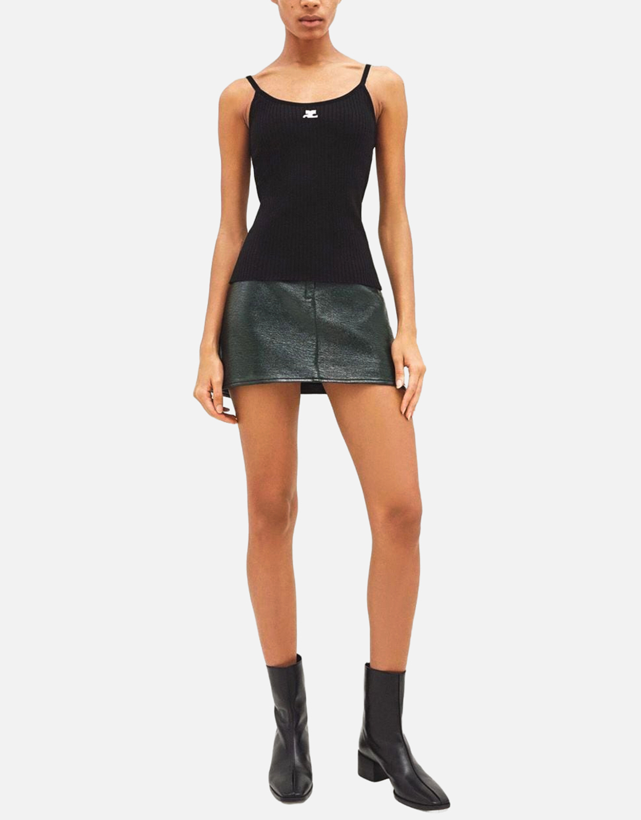 Courreges リブ編みニットコットン混タンクトップ (すべての新品