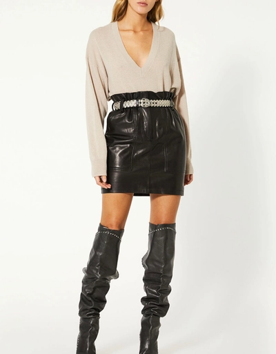 Fuzi Lamb Leather Mini Skirt