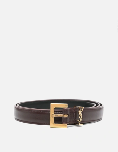 Saint Laurent カサンドルスムースレザー薄型ベルト (すべての新品