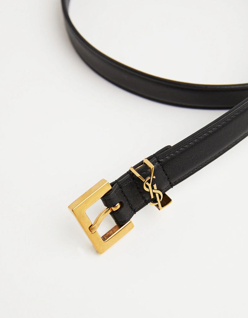 Saint Laurent カサンドルスムースレザー薄型ベルト (すべての新品