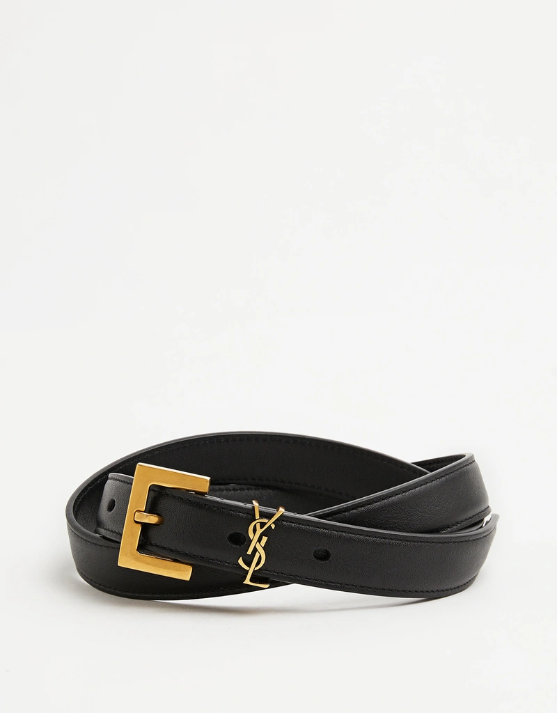 Saint Laurent カサンドルスムースレザー薄型ベルト (すべての新品