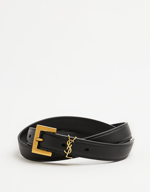 Saint Laurent カサンドルスムースレザー薄型ベルト (すべての新品