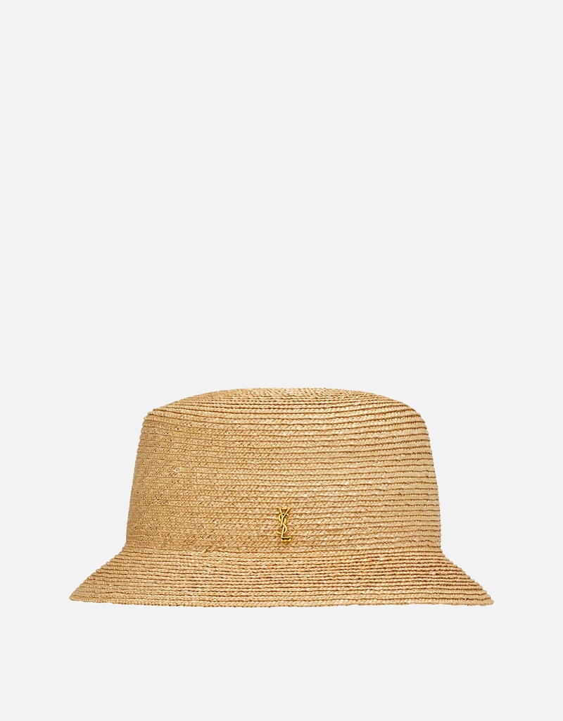 Saint Laurent ストロー キャサンドル ロゴ バケットハット (ぼうし