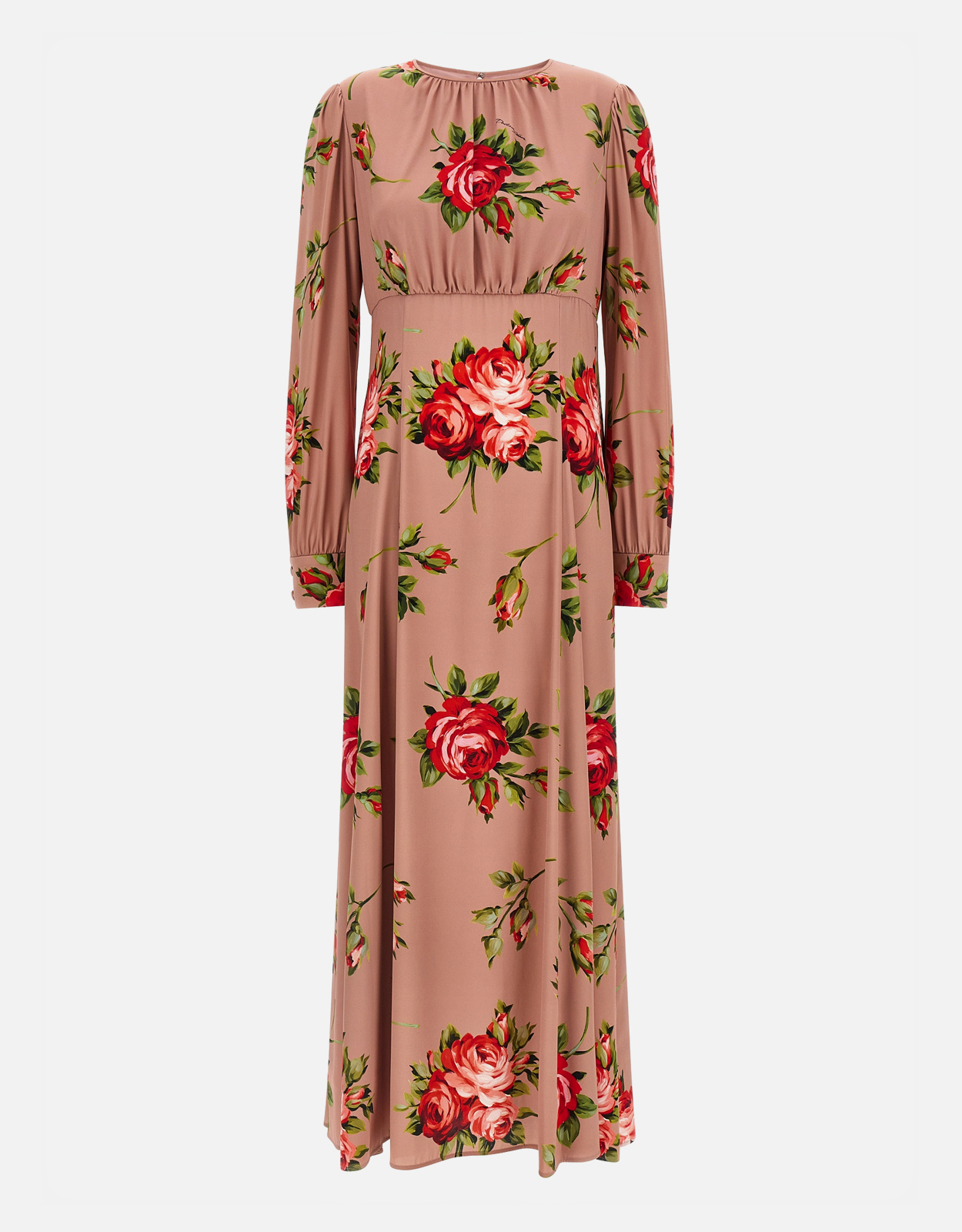 ドルチェ&ガッパーナ ドレープワンピース 花柄　ローズ シルク38 Dolce & Gabbana Bouquet Rose シルククレープ ロングドレス (すべての