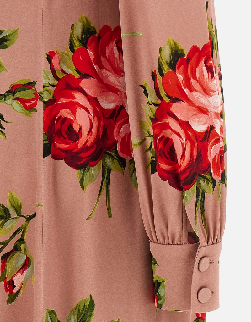 Dolce & Gabbana Bouquet Rose シルククレープ ロングドレス (すべての