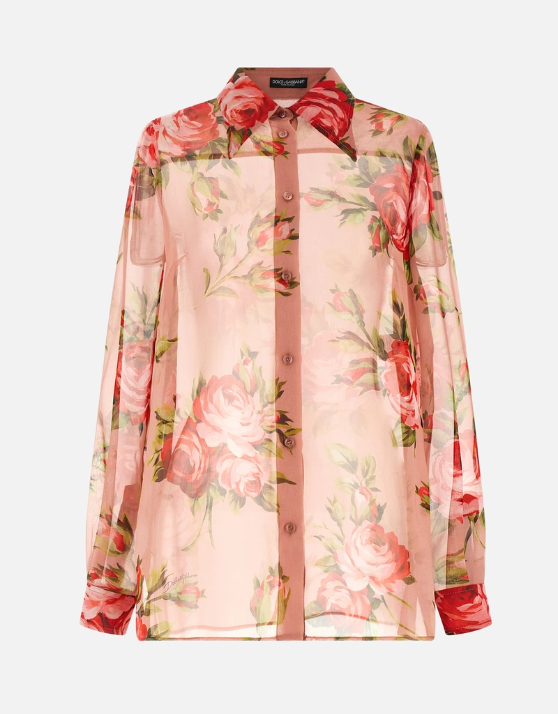 Dolce & Gabbana Bouquet Rose シルクシフォンシャツ (すべての新品