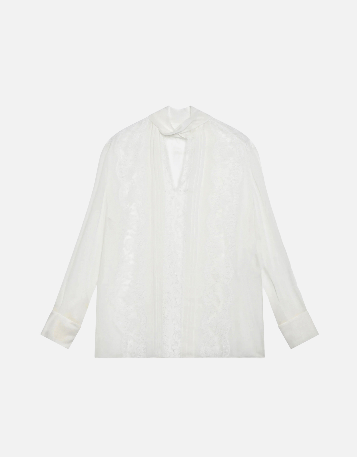 ドルチェアンドガッバーナ　シフォン レース ブラウス Dolce & Gabbana Cammello シルクシフォン And レース プッシーボウ