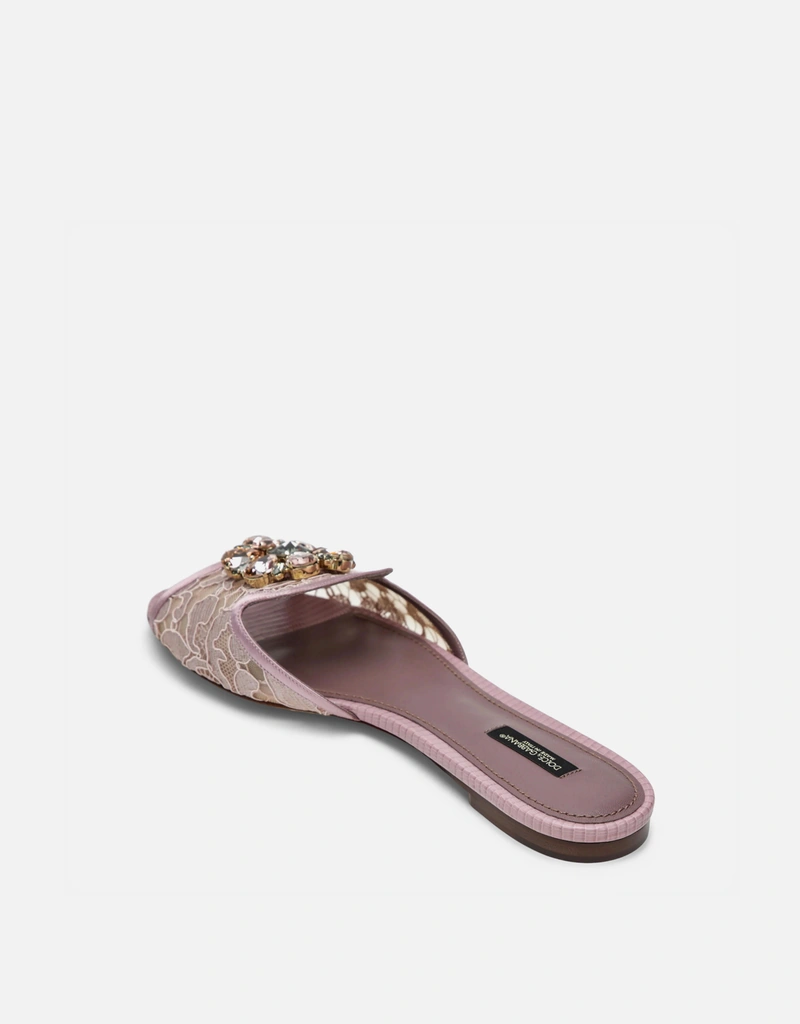 Dolce & Gabbana レインボー レース スライドサンダル ブローチ付き
