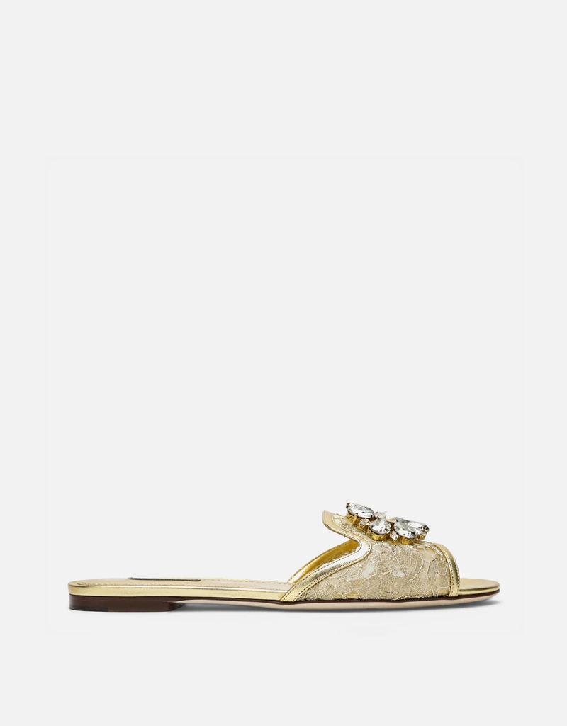 Dolce & Gabbana レインボー ラメレース ブローチ付き スライド
