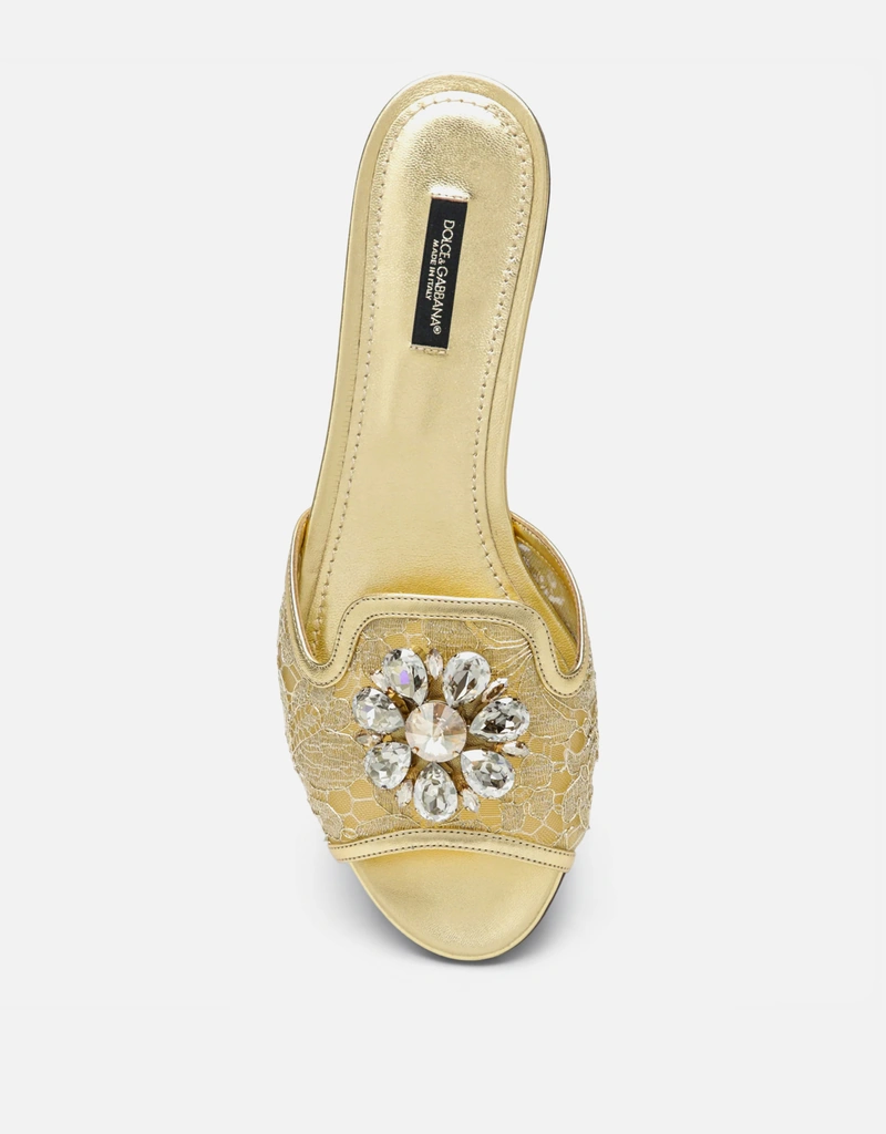 Dolce & Gabbana レインボー ラメレース ブローチ付き スライド