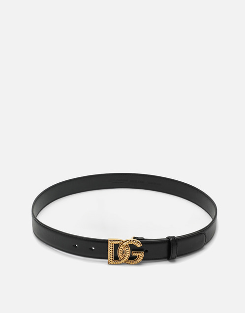 Dolce & Gabbana DG Logo カーフスキン レザーベルト (ベルト) IFCHIC.COM