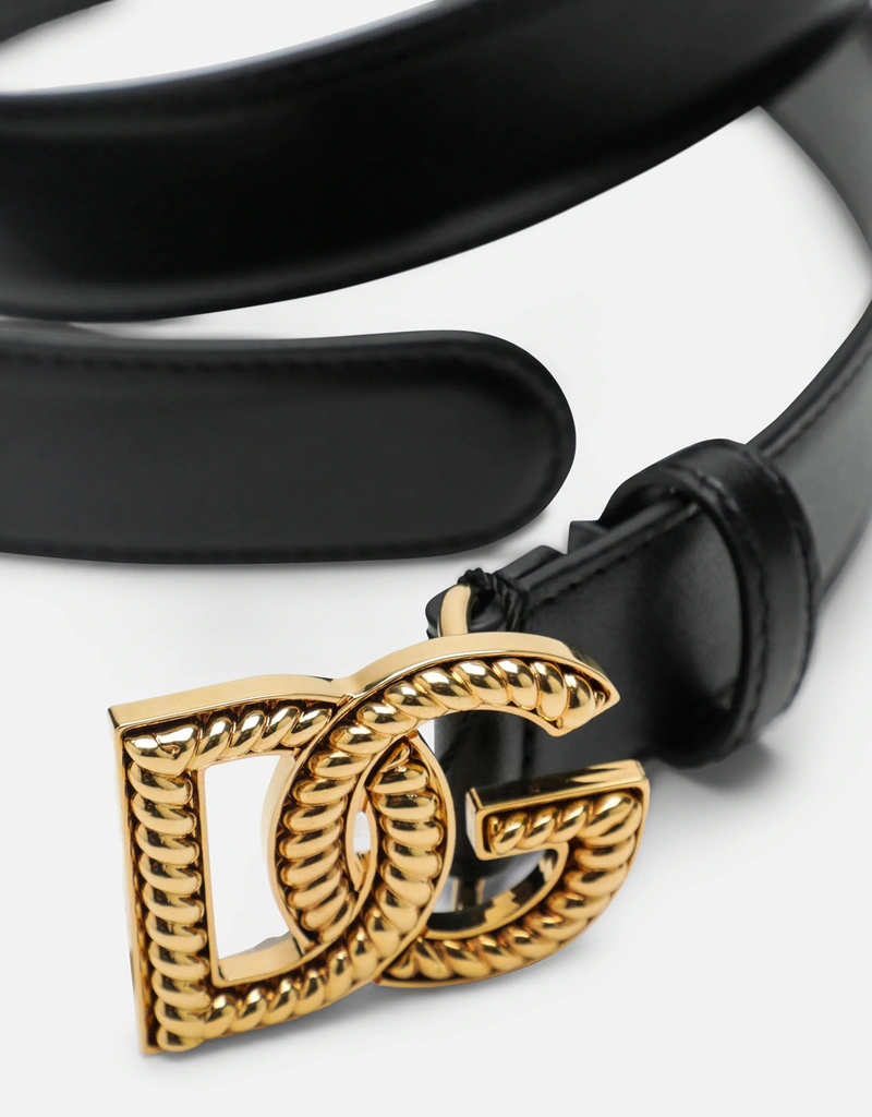 D&G レザーベルト Dolce & Gabbana DG Logo カーフスキン レザーベルト (ベルト) IFCHIC.COM