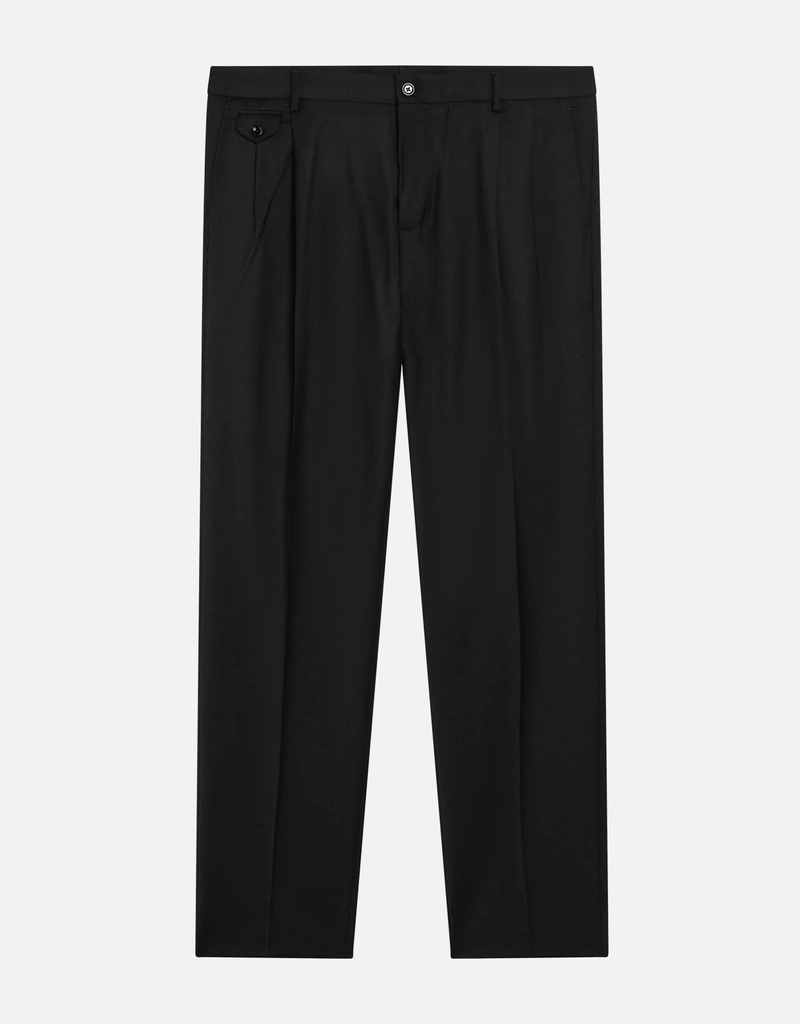 Dolce & Gabbana メンズ プリーツ テーパード ウールブレンド パンツ
