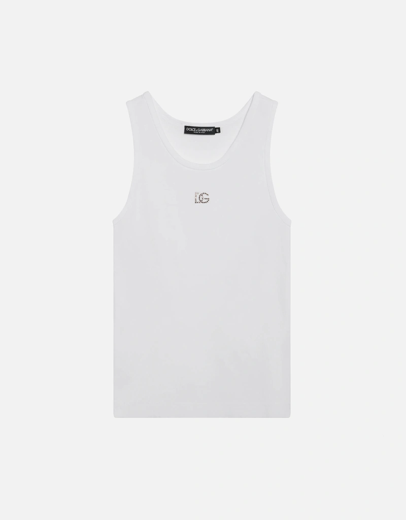 D&G ビンテージ　ビジュストーン ノースリーブ タンクトップ ドルガバ メンズ タンクトップ ノースリーブ ヴィンテージ風 古着風 n285