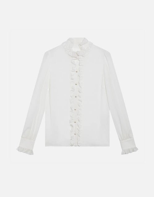 Dolce & Gabbana シルク ジョーゼット フリル シャツ (トップス