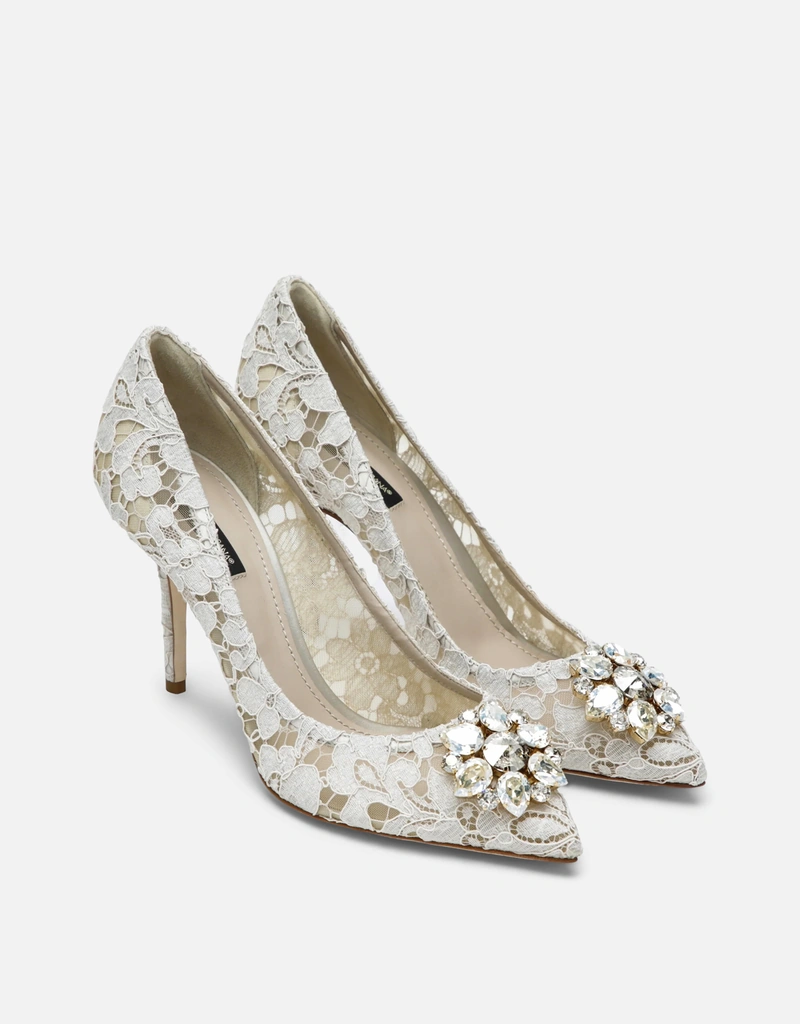 DOLCE&GABBANA レース クリスタル ビジュー パンプス ハイヒール Dolce & Gabbana Bellucci Taormina レース クリスタル パンプス