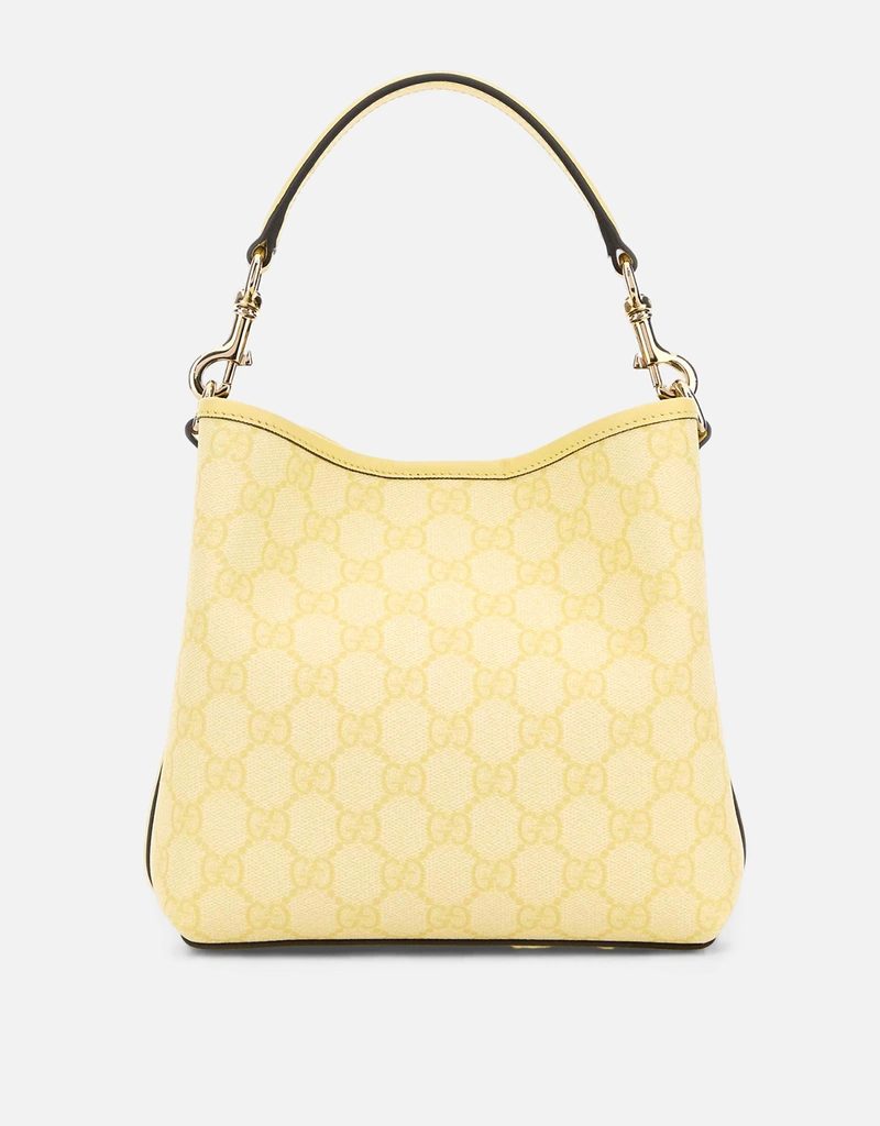 GUCCI イエロー キャンバスバッグ Gucci プリントキャンバスGGエンブレムバケットバッグ () IFCHIC.COM