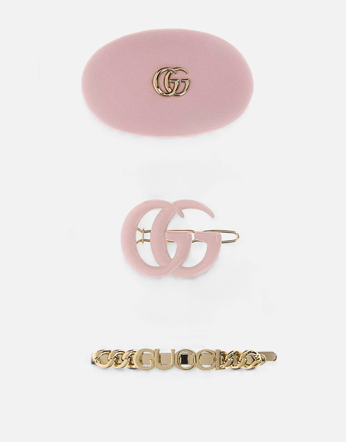 Gucci ツートーン レザーとメタル ヘアクリップ セット () IFCHIC.COM