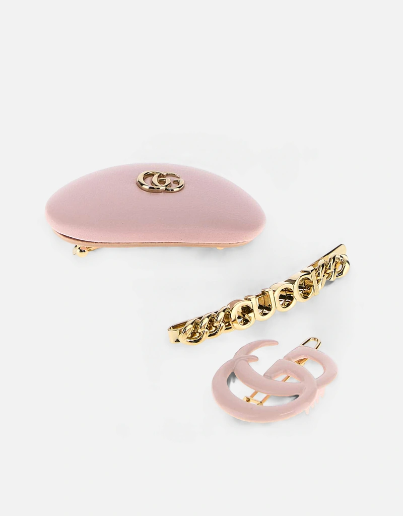 Gucci ツートーン レザーとメタル ヘアクリップ セット () IFCHIC.COM