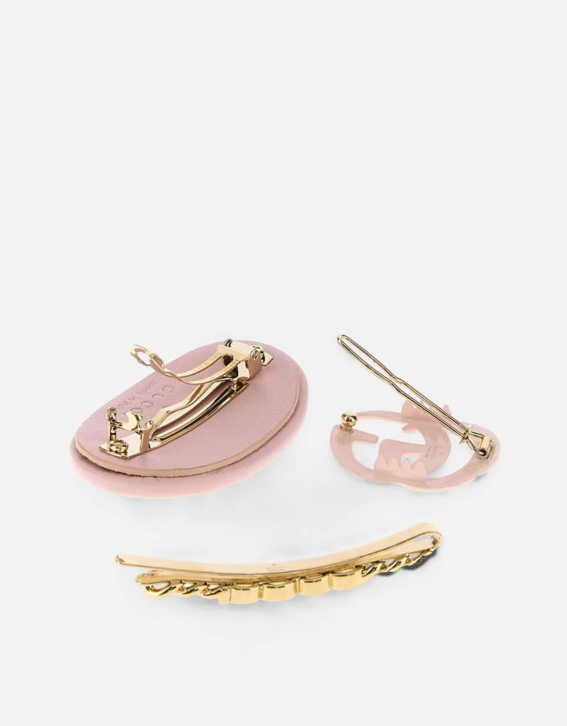 Gucci ツートーン レザーとメタル ヘアクリップ セット () IFCHIC.COM