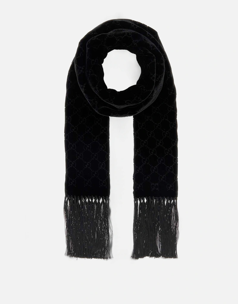 Gucci メンズ ブラック ベルベット スカーフ () IFCHIC.COM Gucci メンズ ブラック ベルベット スカーフ () IFCHIC.COM
